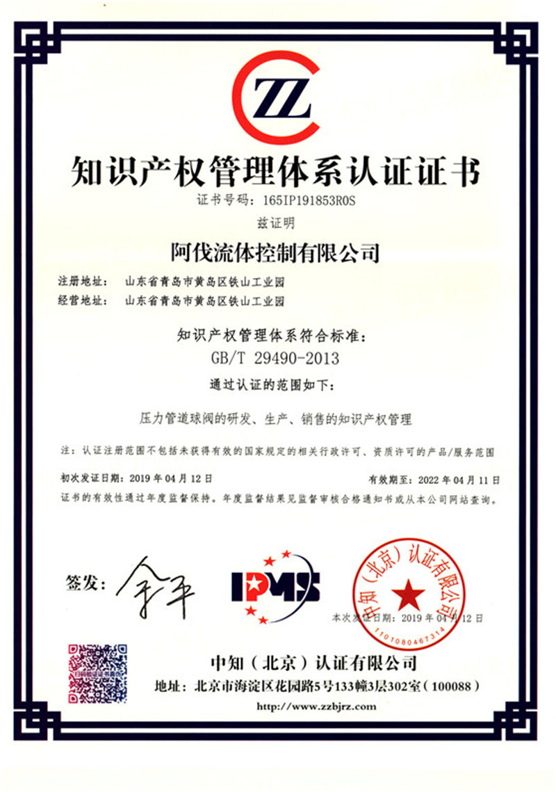 Certificate of Intellectual Property Management System Certificate of Intellectual Property Management System