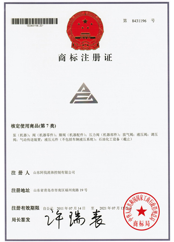 Trademark registration certificate Trademark registration certificate